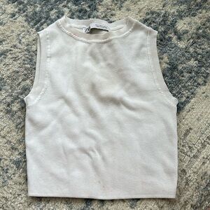 white cropped muscle shirt